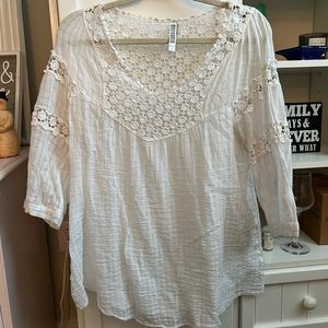 Maria Rerio White Boho Crochet Tunic